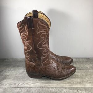 Nocona Brown Bullhide Leather Cowboy Western Pull On Men Boots Vintage Size 10.5